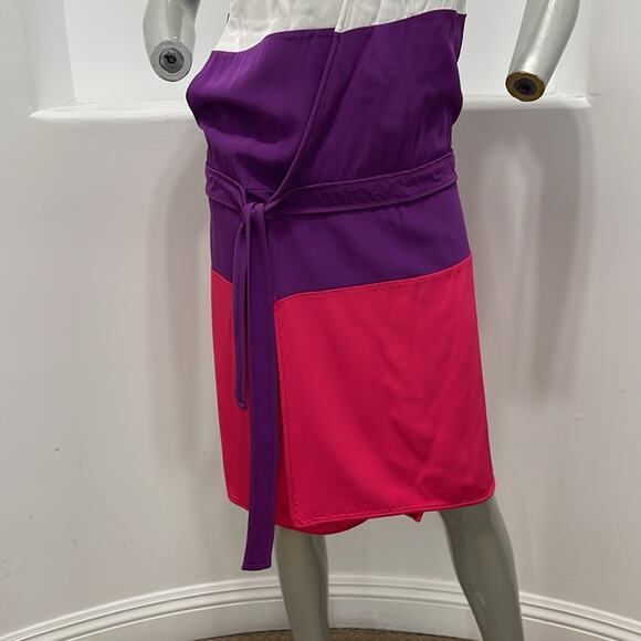 DSQUARED2 Women Color Block Tunic Dress White Purple - Picture 9 of 13